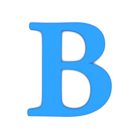3d rendering of the letter B in blue on a white backgroundの写真素材