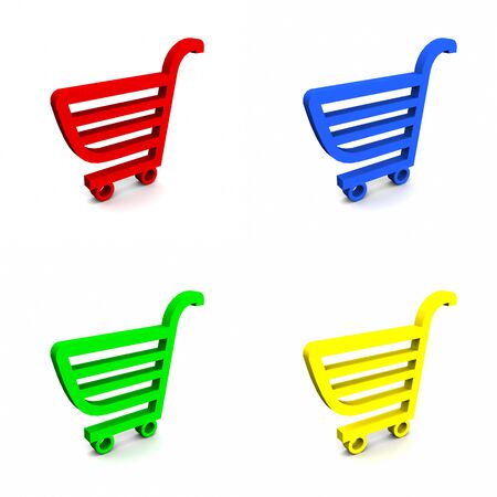 Shopping Cart Icon Set 3D renderingの写真素材