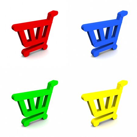Shopping Cart Icon Set 3D renderingの写真素材