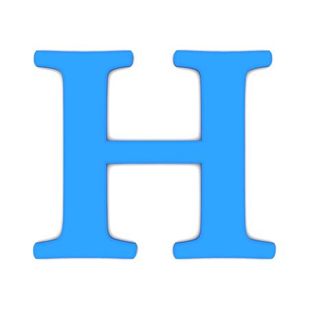 3d rendering of the letter H in blue on a white backgroundの写真素材