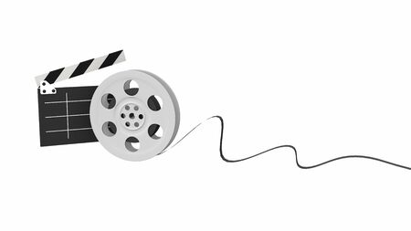 Film reels on a white background.3d renderingの写真素材