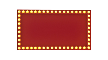 Marquee light red board sign retro on white background. 3d renderingの写真素材