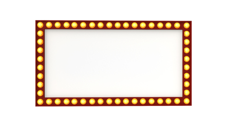 Marquee light board sign retro on white background. 3d renderingの写真素材