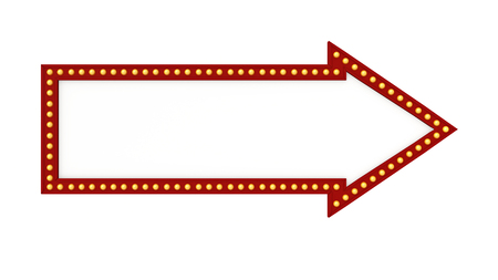 arrow light board sign retro on white background. 3d renderingの写真素材