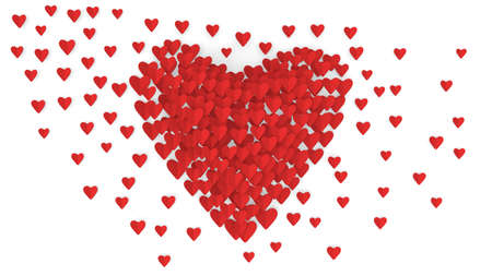 Red hearts on white backgrounds design.の写真素材