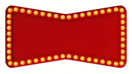 Red Marquee light board sign retro on white background. 3d renderingの写真素材