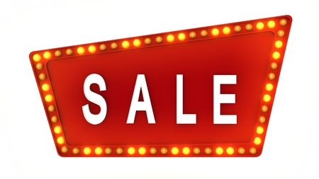 Sale Marquee light board sign retro on white background. 3d renderingの写真素材