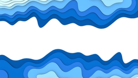 paper cut water deep layer. 3d renderingの写真素材