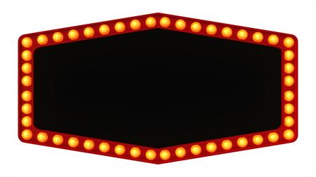 Red Marquee light board sign retro on white background. 3d renderingの写真素材