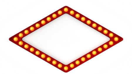 Red Marquee light board sign retro on white background. 3d renderingの写真素材
