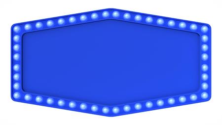 Blue Marquee light board sign retro on white background. 3d renderingの写真素材