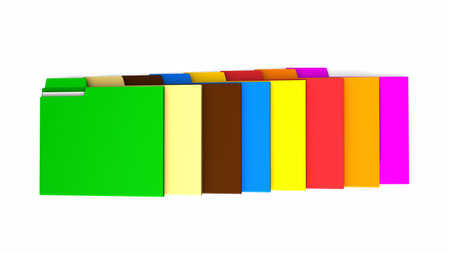 colorful folders on white background. 3D rendering