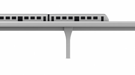 Modern passenger train station on white background. 3D rendering