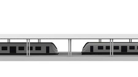 Modern passenger train station on white background. 3D renderingの写真素材