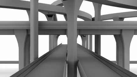 Modern passenger train station on white background. 3D rendering