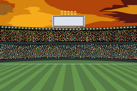 soccer stadium with green grass. Vector illustrationのイラスト素材
