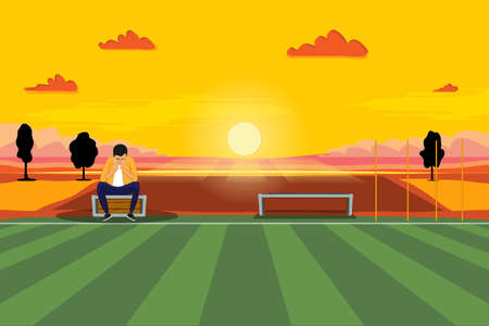 soccer stadium with green grass. Vector illustrationのイラスト素材