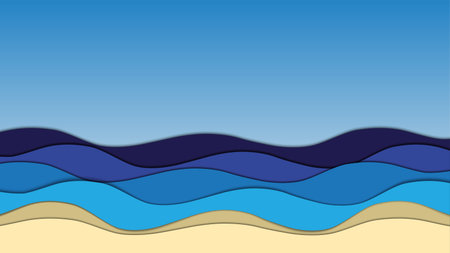 Abstract sea waves background. Vector illustration in blue and brown colors.の写真素材