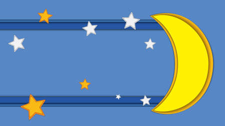 Crescent moon with stars on blue background. Vector illustration.の写真素材