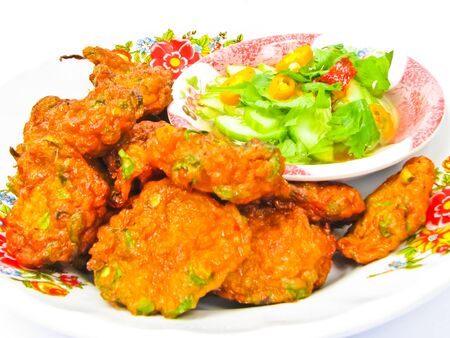 fried fish-paste balls and cucumber saladの写真素材