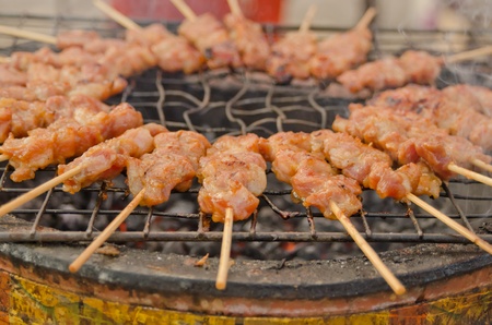 grilled pork at Thai market の写真素材