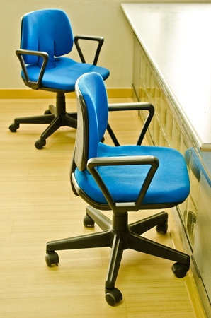 two chairs with nobody in officeの写真素材