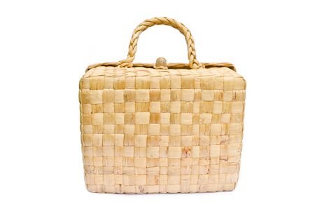 handmade box made from dry water hyacinthの写真素材