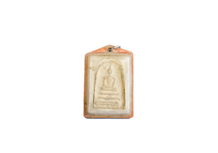 small Buddha image used as amulet on white backgroundの写真素材
