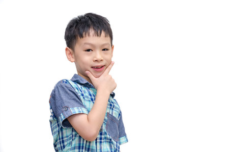 Asian little boy on white background