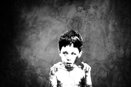 Ghost in the old wallの写真素材