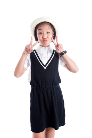 asian girl over white backgroundの写真素材