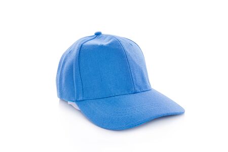 Blue cap over white backgroundの写真素材