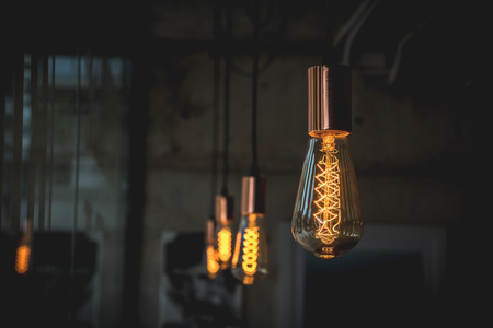 Light lamps in the darkの写真素材