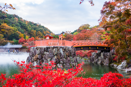 Osaka,Japan-November 12,2017: Katsuoji temple with red leaves in Osaka, Japan .のeditorial素材