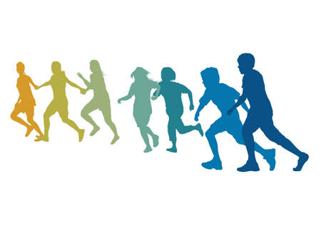 Friends Run Together on illustration graphic vectorのイラスト素材