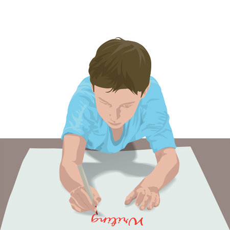Student Writing Cartoon on illustration graphic vector