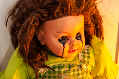 Close up of scary dollの写真素材