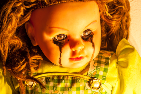 Close up of scary dollの写真素材