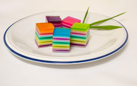 Dessert jelly on white plate.の写真素材