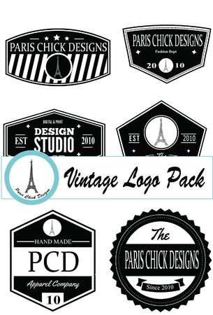 Paris Chick Designs - Vintage Logo Packのイラスト素材