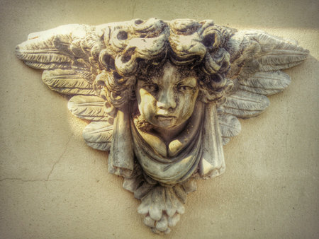 Old style of  Jardiniere on the wall in the small garden.の素材