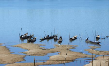 Mekong river drought, the lowest water level.の写真素材