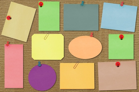 Colored notes on the fabricの写真素材