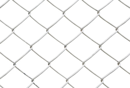 chain link fence isolated on white backgroundの写真素材