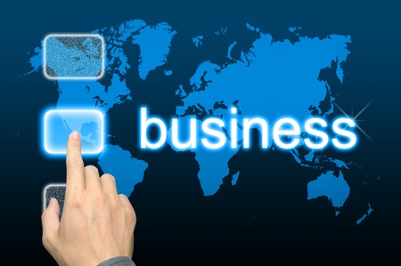 businessman hand pressing business button on a touch screen interface の写真素材