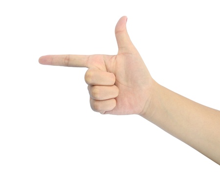 woman hand as gunの写真素材