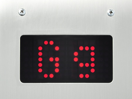 monitor show alphabet g in elevatorの写真素材