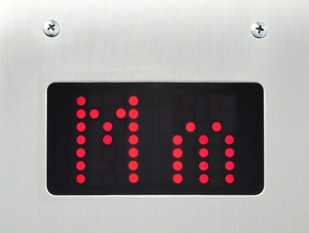 monitor show alphabet m in elevatorの写真素材