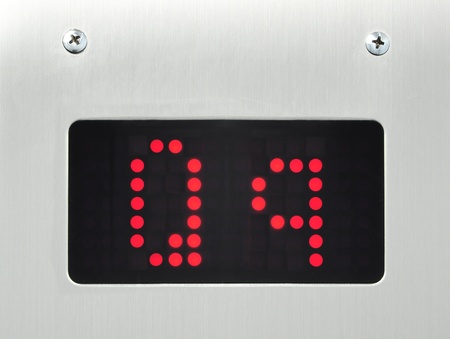 monitor show alphabet q in elevatorの写真素材