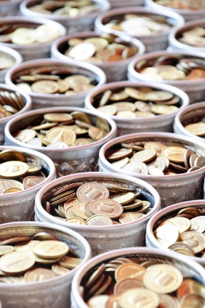 bronze coin in the silver dipperの写真素材